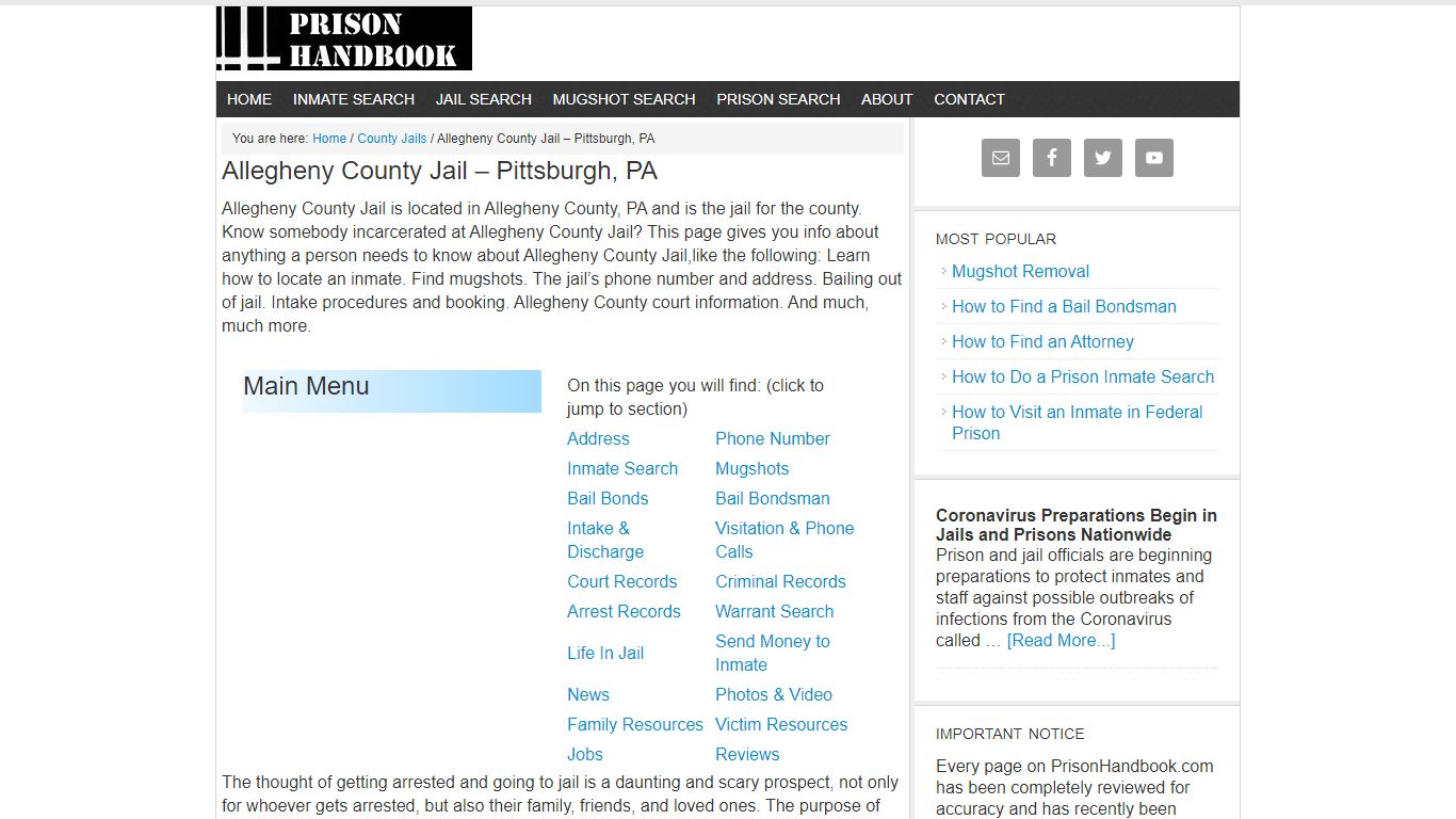 Allegheny County Jail – Pittsburgh, PA - Prison Handbook